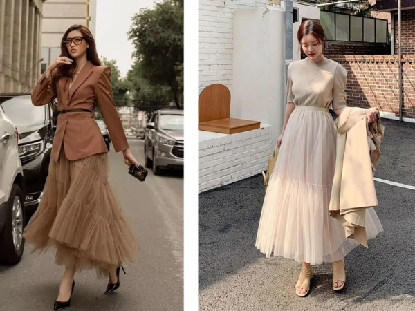 Phối đồ với chân váy woan dài