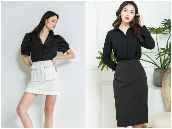 Phối đồ với áo sơ mi đen nữ