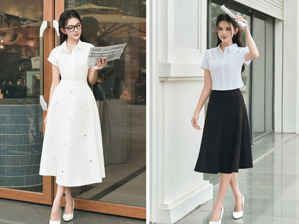 Phối đồ với chân váy xòe