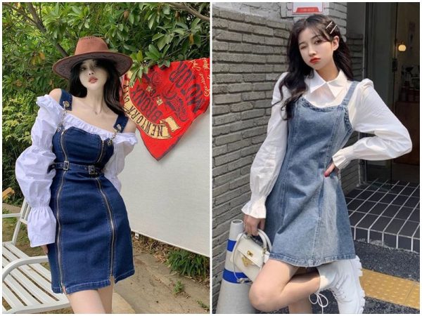Phối đồ với váy yếm bò