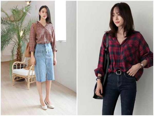 Cách phối đồ với áo sơ mi caro nữ