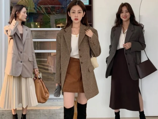 Cách phối áo blazer với chân váy