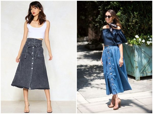 Phối áo croptop với chân váy jean