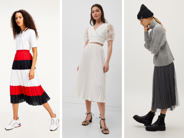 Phối đồ với chân váy midi xếp ly