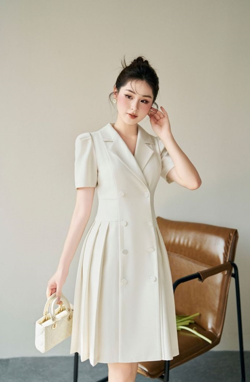 Váy thiết kế công sở cổ vest